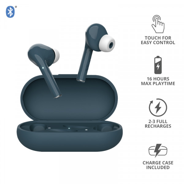Фото - Наушники вкладыши беспроводные TWS Trust Nika Touch True Wireless Mic Blue (23702)