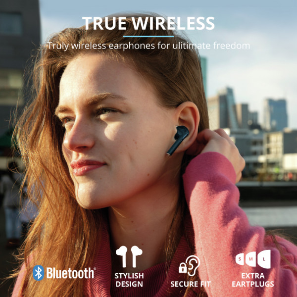 Фото - Наушники вкладыши беспроводные TWS Trust Nika Touch True Wireless Mic Blue (23702)