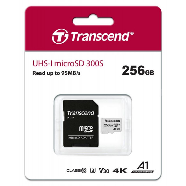 Фото - Карта памяти Transcend microSDXC 256GB C10 UHS-I + SD адаптер (TS256GUSD300S-A)