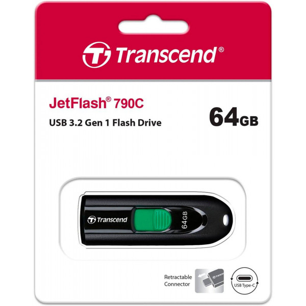 Фото - Флеш USB Transcend JetFlash 790C 64GB USB 3.2 Type-C Black (TS64GJF790C)