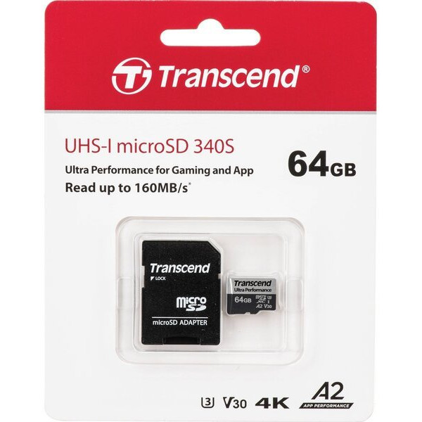Фото - Карта памяти Transcend microSDXC 340S 64GB UHS-I U3 A2+ad (TS64GUSD340S)