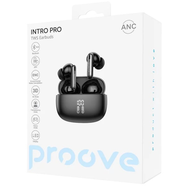 Фото - Наушники вкладыши беспроводные TWS Proove Intro Pro TWS with ANC (APP) obsidian black (TWIP0001AP15)