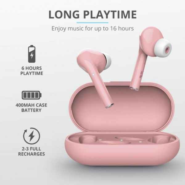 Фото - Наушники вкладыши беспроводные TWS Trust Nika Touch True Wireless Pink (23704)
