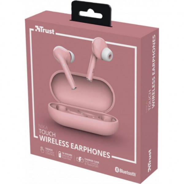 Фото - Наушники вкладыши беспроводные TWS Trust Nika Touch True Wireless Pink (23704)