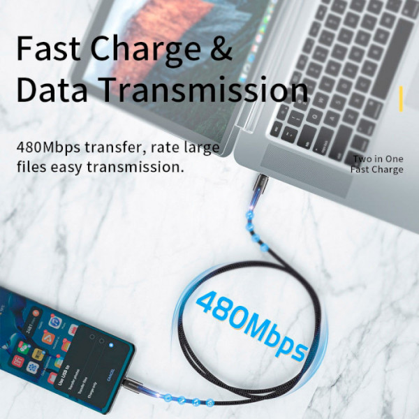 Фото - Кабель синхронизации данных Essager Sunset 100W USB charging&data cable Type-C to Type-C 0.5m Black (EXCTT1-CGB01)