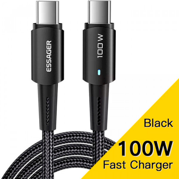 Фото - Кабель синхронизации данных Essager Sunset 100W USB charging&data cable Type-C to Type-C 0.5m Black (EXCTT1-CGB01)