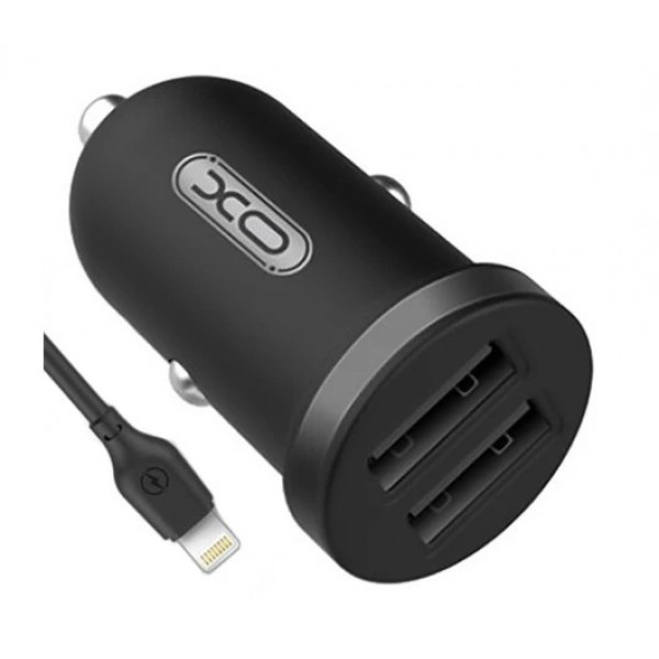 Фото - Автомобильное зарядное устройство XO 2.1A/2 USB + lightning Black (TZ08-L-BK)