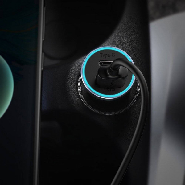 Фото - Автомобильное зарядное устройство Baseus Golden Contactor Pro Dual Quick Charger Car USB/Type-C 5A 1 m Dark Gray (TZCCJD-0G)