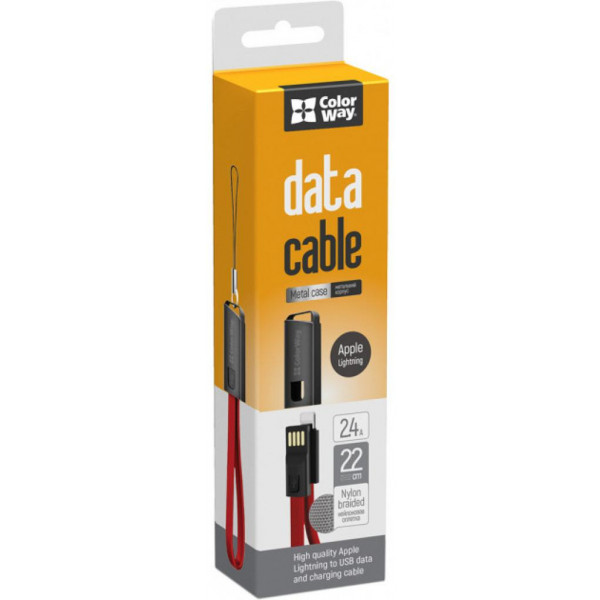 Фото - Кабель синхронизации данных Colorway USB 2.0 AM to Lightning 0.22m Red (CW-CBUL021-RD)
