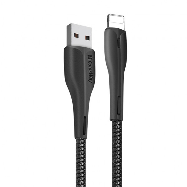 Фото - Кабель синхронизации данных Colorway USB 2.0 AM to Lightning 1.0m Led Black (CW-CBUL034-BK)