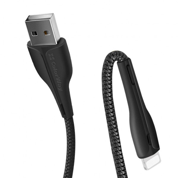 Фото - Кабель синхронизации данных Colorway USB 2.0 AM to Lightning 1.0m Led Black (CW-CBUL034-BK)