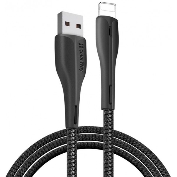 Фото - Кабель синхронизации данных Colorway USB 2.0 AM to Lightning 1.0m Led Black (CW-CBUL034-BK)
