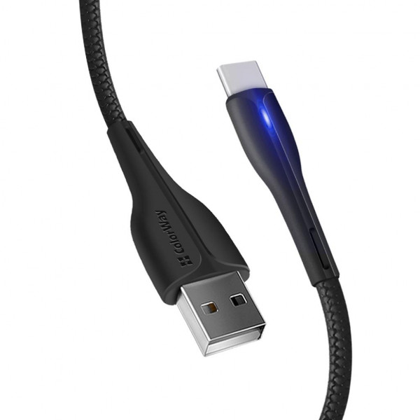 Фото - Кабель синхронизации данных Colorway USB 2.0 AM to Type-C 1.0m Led Black (CW-CBUC034-BK)