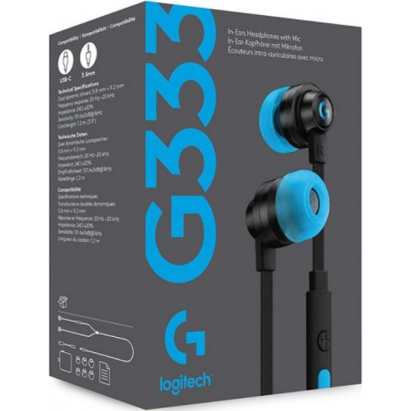Фото - Наушники вкладыши проводные Logitech G333 Black (981-000924)