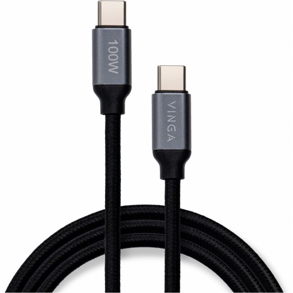 Фото - Кабель синхронизации данных Vinga USB Type-C to Type-C 1.0m 100W E-Mark Chip Nylon (VCPCTC100BK)