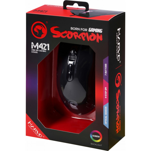 Фото - Мышь проводная игровая Marvo M421 Multi-LED USB Black (M421)