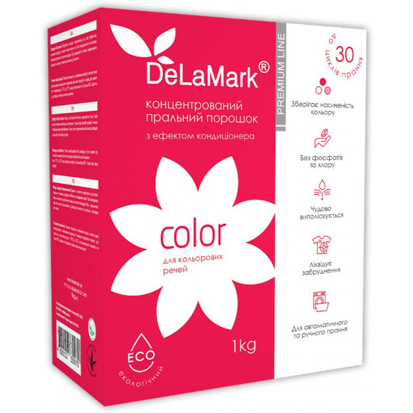 Фото - Стиральный порошок DeLaMark Premium Line Color с эффектом кондиционера 1 кг (4820152330970) Фото - Стиральный порошок DeLaMark Premium Line Color с эффектом кондиционера 1 кг (4820152330970)