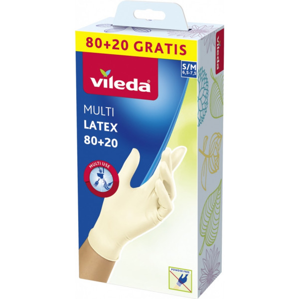 Фото - Перчатки латексные Vileda латексные одноразовые 80+20 шт, размер S/M (4023103197978)