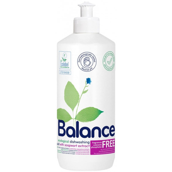 Фото - Средство для ручного мытья посуды BALANCE с экстрактом мыльнянки 450 мл Фото - Средство для ручного мытья посуды BALANCE с экстрактом мыльнянки 450 мл