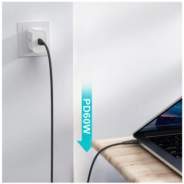 Фото - Кабель синхронизации данных Choetech USB 2.0 Type-C M-M, 1.2m 60W (XCC-1003)