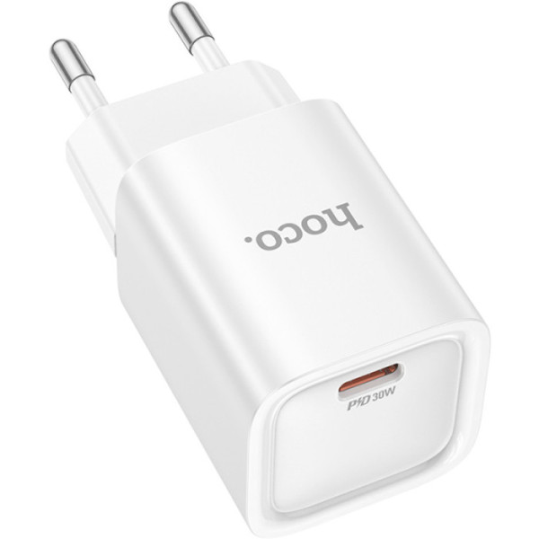 Фото - Сетевое зарядное устройство HOCO C148A Charm single port PD30W charger (EU) White (6942007630306)