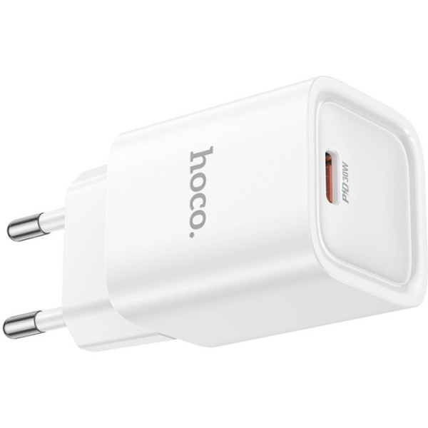 Фото - Сетевое зарядное устройство HOCO C148A Charm single port PD30W charger (EU) White (6942007630306)