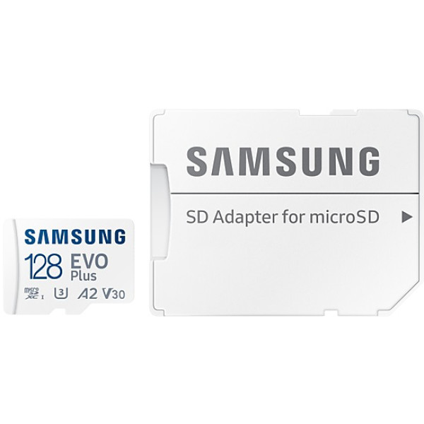 Фото - Карта памяти Samsung 128 GB microSDXC Class 10 UHS-I U3 V30 A2 EVO Plus + SD Adapter (MB-MC128SA/EU)