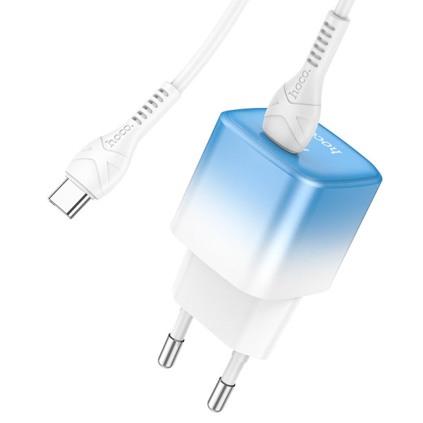 Фото - Сетевое зарядное устройство HOCO C101A single port PD20W Ice Blue (6931474769398)
