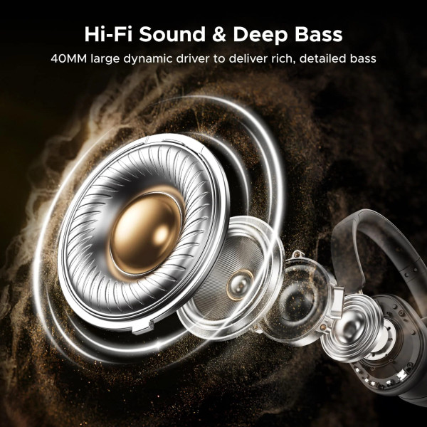 Фото - Наушники полноразмерные беспроводные UGREEN HP203 HiTune Max 5C Hybrid Active Noise-Cancelling Headphones White (35758)