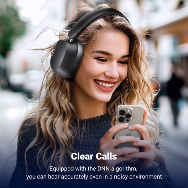 Фото - Наушники полноразмерные беспроводные UGREEN HP203 HiTune Max 5C Hybrid Active Noise-Cancelling Headphones Black (35757)