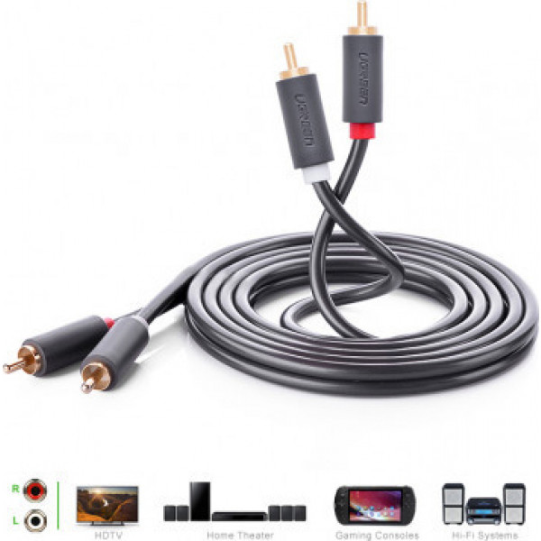 Фото - Кабель 3.5 мм - RCA UGREEN AV104 2RCA to 2RCA Audio Cable, 2 m Black (10518)