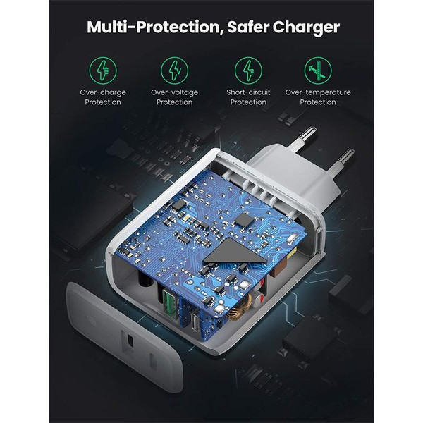 Фото - Сетевое зарядное устройство UGREEN CD170 36W USB + Type-C Charger White (60468)
