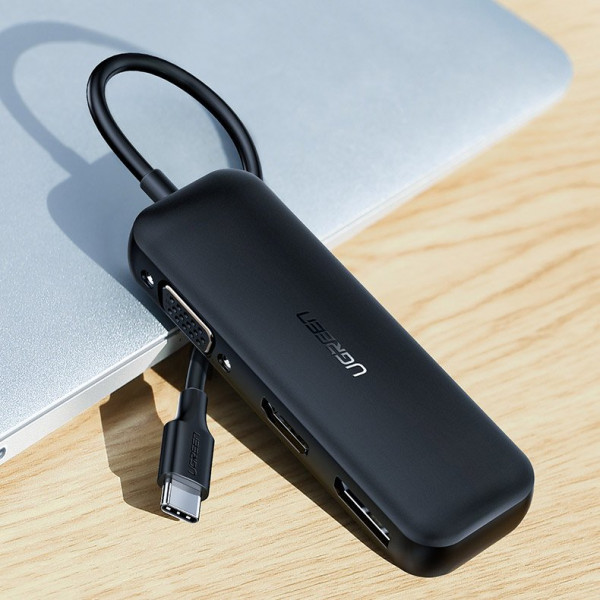 Фото - Кабель синхронизации данных UGREEN CM260 USB 2.0 Type-C-VGA V1.2 /HDMI V2.0b/DP  V1.2a Black (60568)