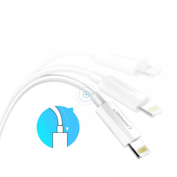 Фото - Кабель синхронизации данных UGREEN US155 USB - Lightning Cable 2m White (UGR-20730)
