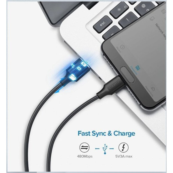 Фото - Кабель синхронизации данных UGREEN US287 USB - Type-C Cable 1m Black (60116)