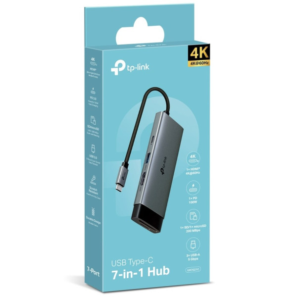 Фото - Хаб USB TP-Link USB-C 3xUSB3.0/1xHDMI/1xSD/1xmicroSD/1xPD (UH7021C)
