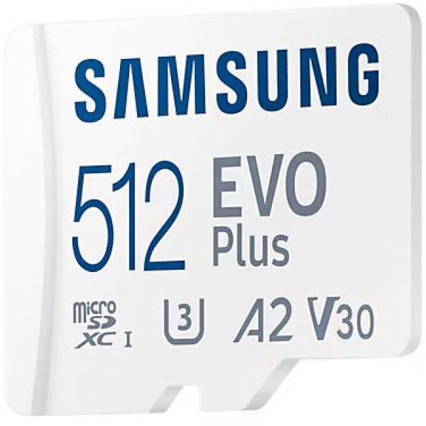Фото - Карта памяти Samsung 512 GB microSDXC Class 10 UHS-I U3 V30 A2 EVO Plus + SD Adapter (MB-MC512SA/EU)