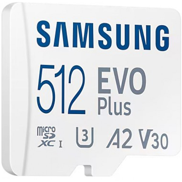 Фото - Карта памяти Samsung 512 GB microSDXC Class 10 UHS-I U3 V30 A2 EVO Plus + SD Adapter (MB-MC512SA/EU)