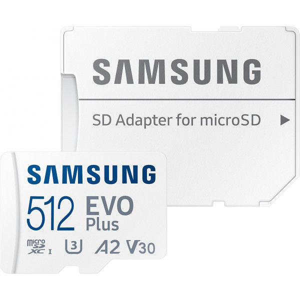 Фото - Карта памяти Samsung 512 GB microSDXC Class 10 UHS-I U3 V30 A2 EVO Plus + SD Adapter (MB-MC512SA/EU)