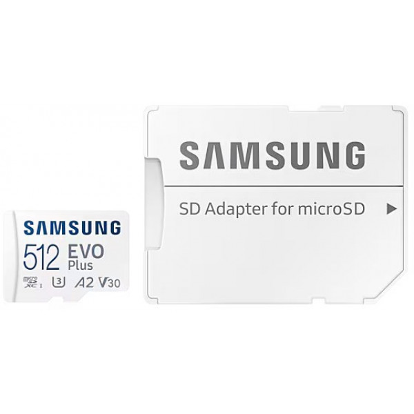 Фото - Карта памяти Samsung 512 GB microSDXC Class 10 UHS-I U3 V30 A2 EVO Plus + SD Adapter (MB-MC512SA/EU)