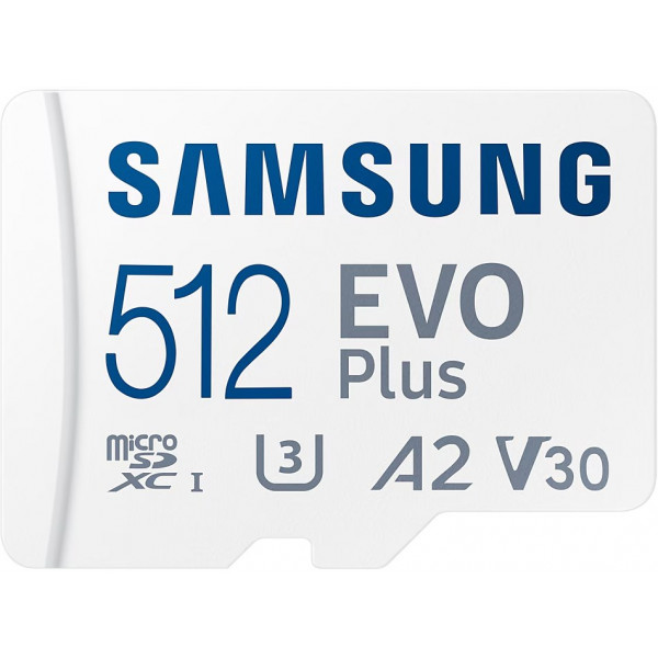 Фото - Карта памяти Samsung 512 GB microSDXC Class 10 UHS-I U3 V30 A2 EVO Plus + SD Adapter (MB-MC512SA/EU)