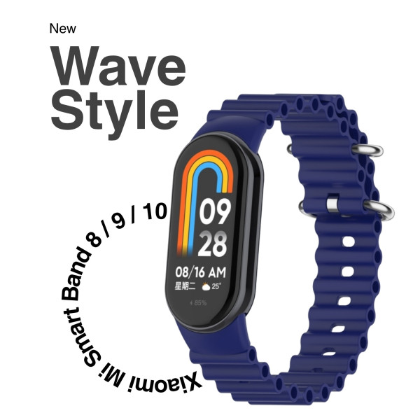 Фото - Ремешок для фитнес-браслета BeCover Wave Style for Xiaomi Mi Smart Band 8 / 9 / 10 Deep Blue (714352)
