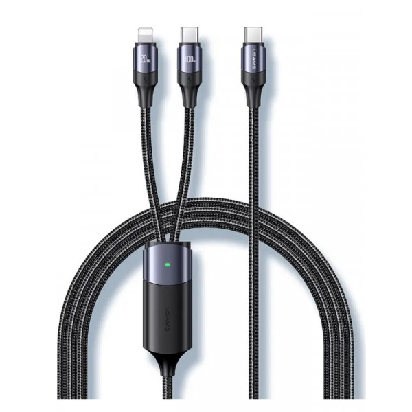 Фото - Кабель Usams US-SJ550 U71 USB Type-C - Lightning + USB Type-C 100W 1.2m Black (6958444977065)