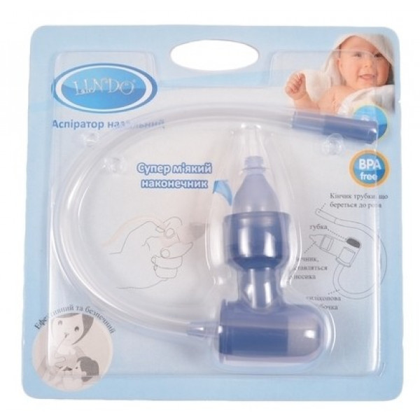 Фото - Аспиратор назальный детский Lindo с трубочкой, синий (Pk 820 син)