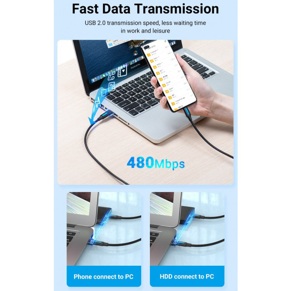 Фото - Переходник Vention USB 2.0 Male-USB-C Female (CDWB0)