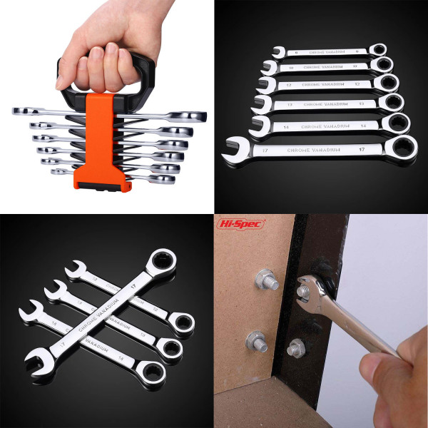 Фото - Набор комбинированных ключей Action с трещоткой (Hi-spec) 6 шт. 8-19 мм (VKCOM5257)