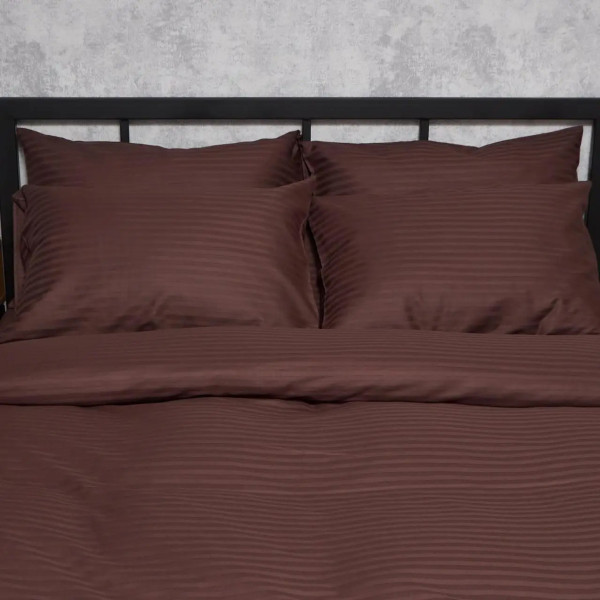 Фото - Комплект постельного белья Moon&Star Satin Stripe Warm Espresso 200х220 (MS-820008727)
