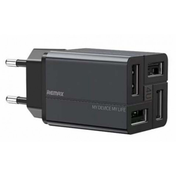 Фото - Сетевое зарядное устройство Remax RP-U43 Wanfu EU 4USB 3.4А Black (6972174153667)