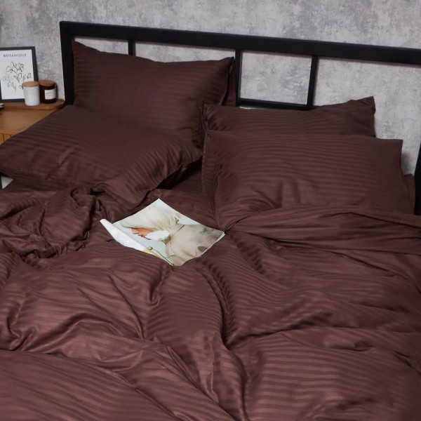 Фото - Комплект постельного белья Moon&Star Satin Stripe Warm Espresso 200х220 (MS-820008727)