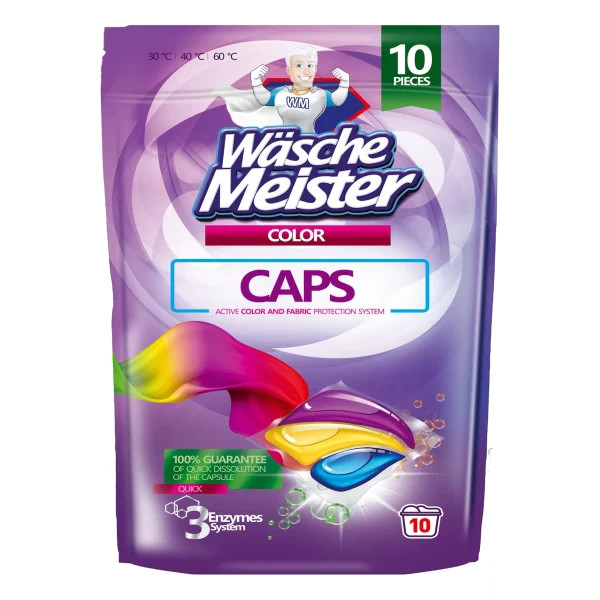 Фото - Капсулы для стирки Wasche Meister COLOR 3в1 10 шт. (4260418936179)